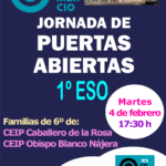 Jornada puertas abiertas 1 ESO - Martes 4 - 17:30